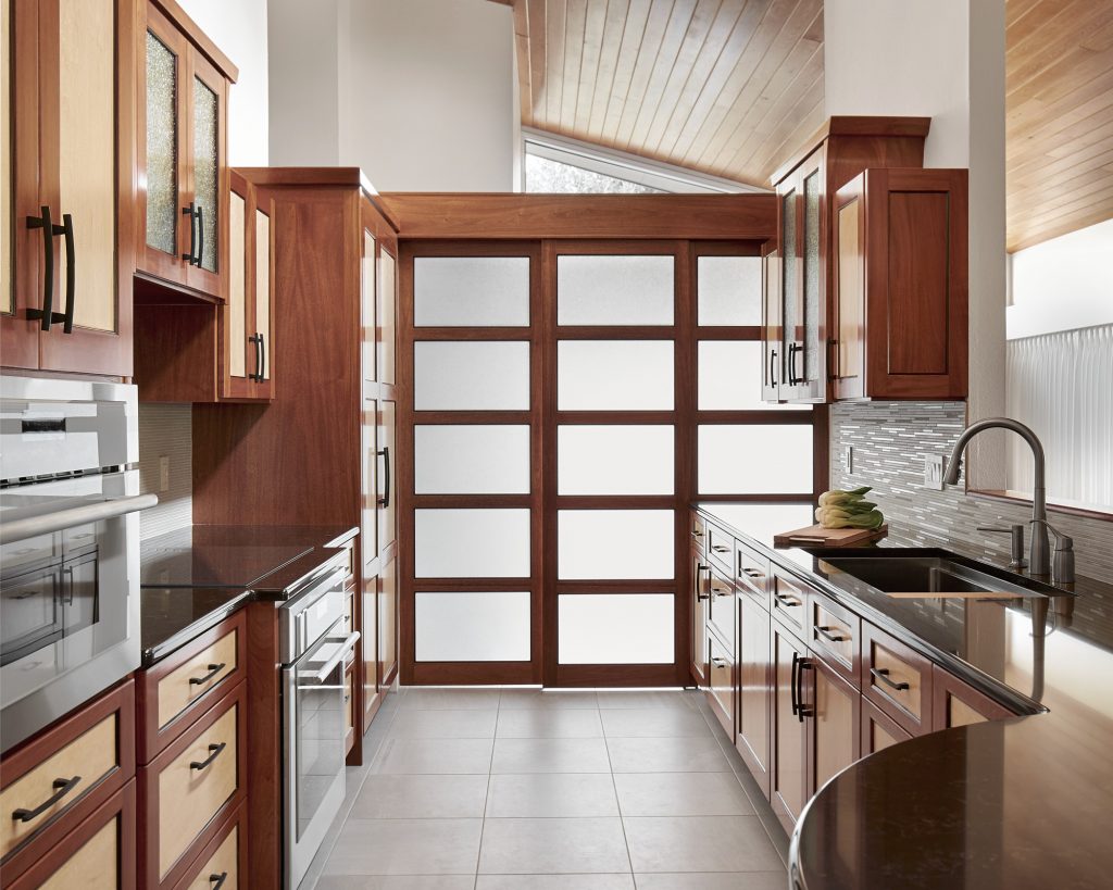 Asian-inspired galley kitchen design