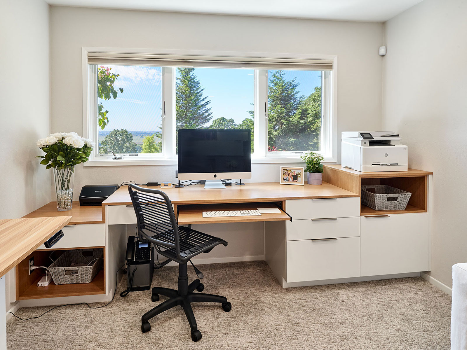 Basement remodel includes home office design. Custom home remodel from Henderer Design + Build + Remodel