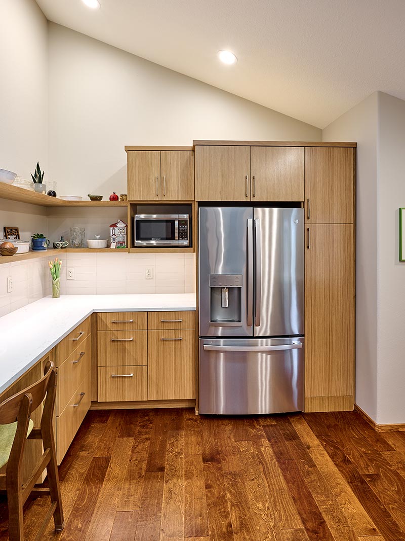 Modern kitchen remodel built-in refrigerator, Corvallis Oregon
